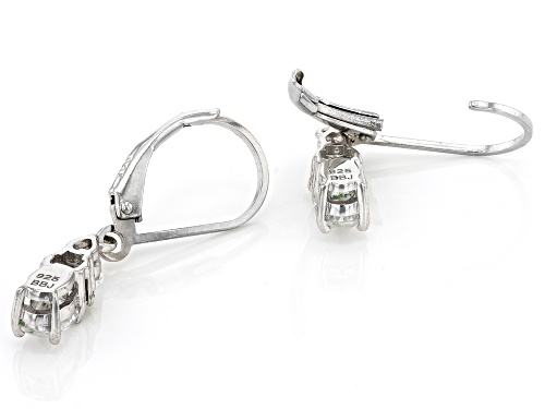 Pre-Owned 1.61ctw Mixed Shapes White Zircon With .14ctw Chrome Diopside Rhodium Over Silver Dangle E