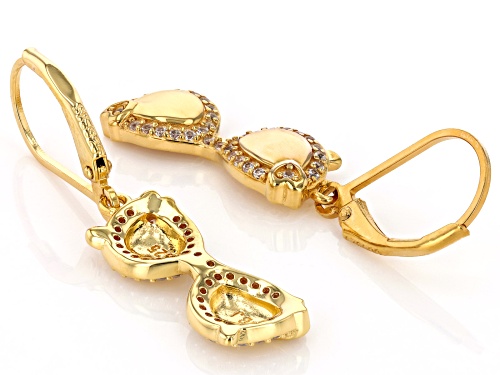Pre-Owned 0.37ctw White Zircon 18k Yellow Gold Over Sterling Silver Sunglasses Earrings