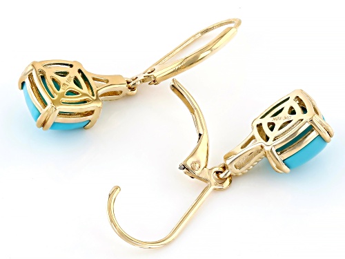 Pre-Owned 8mm Sleeping Beauty Turquoise 10k Yellow Gold Earrings