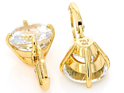 Pre-Owned 6.92ctw Prasiolite 18k Yellow Gold Over Brass Earrings