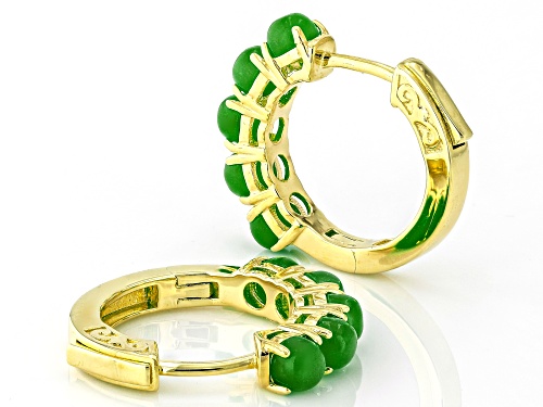 Pre-Owned 4mm Green Jadeite 18k Yellow Gold Over Sterling Silver Earrings