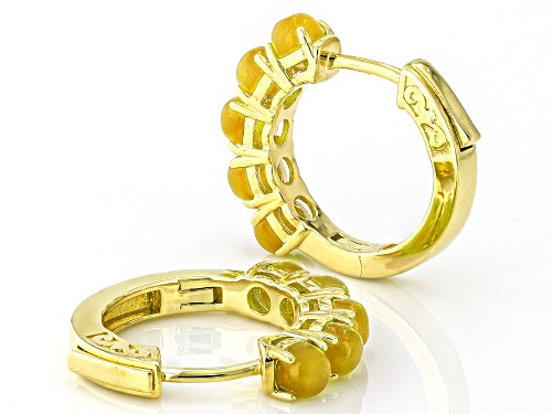 Pre-Owned 4mm Yellow Jadeite 18k Yellow Gold Over Sterling Silver Earrings
