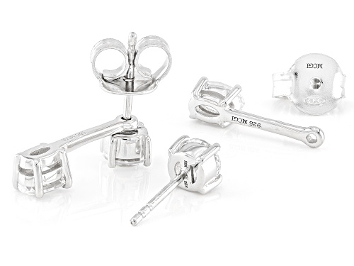 Pre-Owned 2.11ctw Lab Created White Sapphire Rhodium Over Sterling Silver Earrings