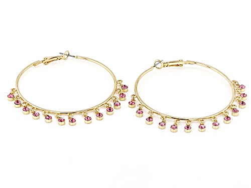 Pre-Owned Off Park® Collection Blue, White, Green &; Pink Crystal Gold Tone Hoop Earrings Set of 4