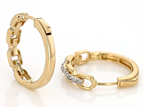 Pre-Owned Engild™ 0.33ctw Round White Diamond 14k Yellow Gold Over Sterling Silver Hoop Earrings