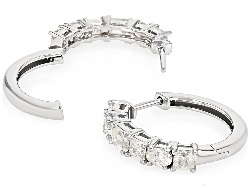 Pre-Owned MOISSANITE FIRE® 2.26CTW EMERALD CUT AND SQUARE BRILLAINT AND OVAL PLATNEVE® HOOP EARRINGS