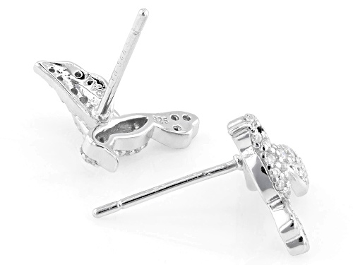 Pre-Owned MOISSANITE FIRE® 0.33CTW DEW AND BLACK SPINEL PLATINEVE® HUMMING BIRD EARRINGS