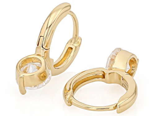 Pre-Owned MOISSANITE FIRE® 2.00CTW DEW ROUND BRILLIANT 14K YELLOW GOLD OVER SILVER EARRINGS