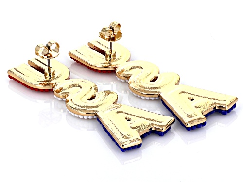 Pre-Owned Off Park® Collection Red, White & Blue Acrylic Bead  Gold Tone 