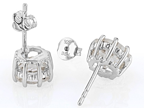 Pre-Owned 4.77ctw Custom Liberty Cut White Crystal Quartz Rhodium Over Sterling Silver Stud Earrings