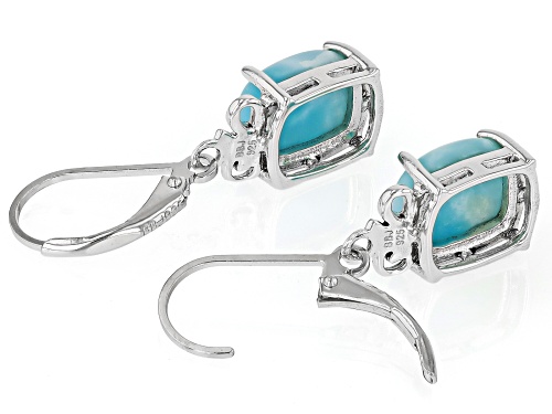 Pre-Owned 10x8mm Rectangular Cushion Larimar Sterling Silver Dangle Earrings