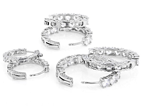 Pre-Owned Bella Luce® 34.36ctw White Diamond Simulant Rhodium Over Brass Hoop Earring Set of 3