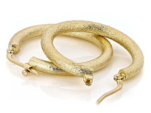 Pre-Owned Moda Al Massimo® 18k Yellow Gold Over Bronze Satin Hoop Earrings