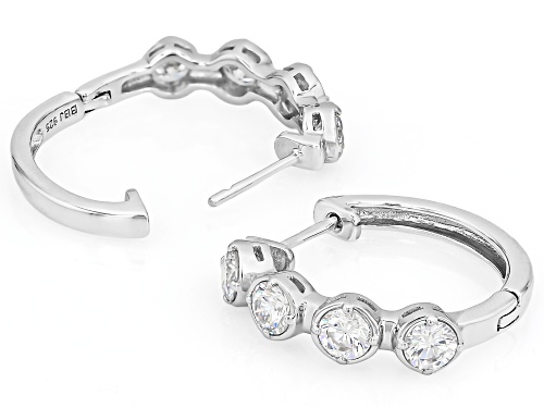 Pre-Owned 2.56ctw Round Lab Created Strontium Titanate Rhodium Over Sterling Silver Hoop Earrings