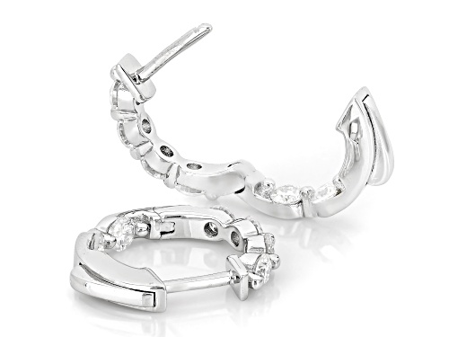 Pre-Owned MOISSANITE FIRE® 1.20CTW DEW ROUND BRILLIANT PLATINEVE® HOOP EARRINGS
