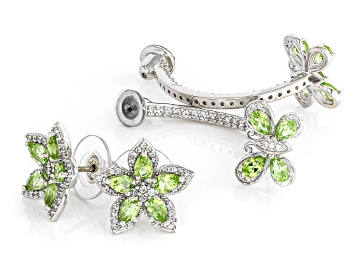 Pre-Owned 3.24ctw Manchurian Peridot™ With 1.36ctw White Zircon Rhodium Over Silver Interchangeable