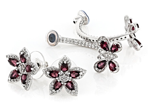 Pre-Owned 3.86ctw Rhodolite With 1.36ctw White Zircon Rhodium Over Sterling Silver Interchangeable E