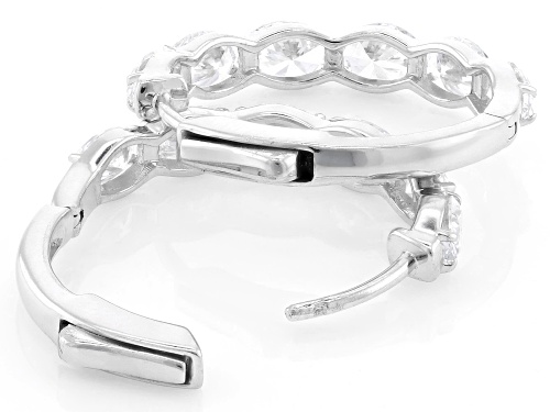 Pre-Owned Prazana® Lab-Grown Diamonds 3.00ctw Oval Diamond Rhodium Over Sterling Silver Hoop Earring