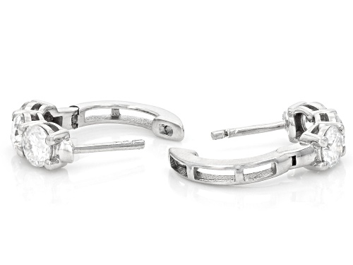 Pre-Owned MOISSANITE FIRE® 1.50CTW DEW ROUND BRILLIANT PLATINEVE® HOOP EARRINGS