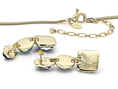 Pre-Owned Off Park® Collection, Waterfall Color Acrylic, White Crystal Gold Tone Necklace & Earring