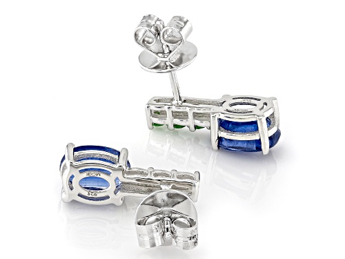 Pre-Owned 2.63ctw Kyanite with 0.20ctw Mint Tsavorite Rhodium Over Sterling Silver Earrings