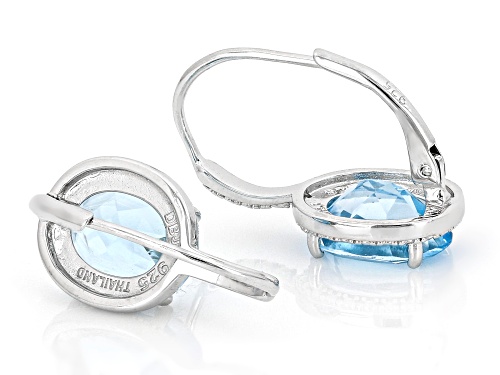 Pre-Owned 4.90ctw Blue Topaz With 0.02ctw White Diamond Accent Rhodium Over Sterling Silver Earrings