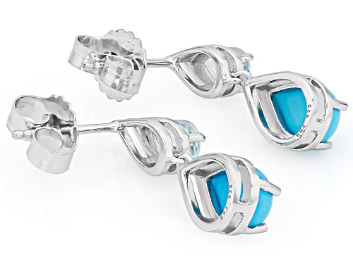 Pre-Owned 8x6mm Pear Sleeping Beauty Turquoise With 1.06ctw Glacier Topaz™ Rhodium Over Silver Earri