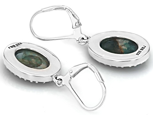 Pre-Owned 14x10mm Oval Cabochon Turquoise With Round Marcasite Sterling Silver Earrings