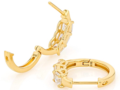 Pre-Owned 2.55ctw Square Octagonal Asscher Cut Strontium Titanate 18k Yellow Gold Over Silver Hoop E