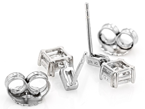 Pre-Owned 1.45ctw White Zircon Rhodium Over Sterling Silver Earrings