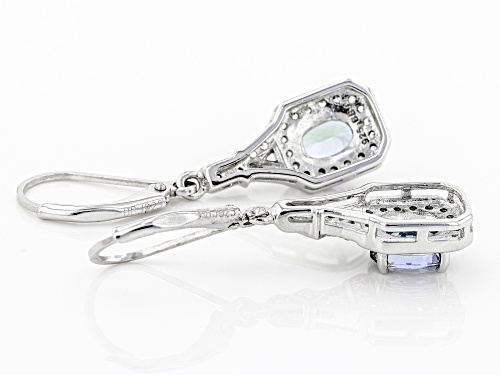 Pre-Owned 1.86ctw Ocean Tanzanite With White Zircon Rhodium Over Sterling Silver Earrings