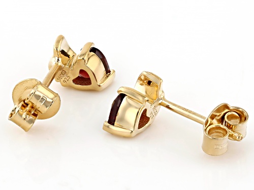 Pre-Owned 0.48ctw Vermelho Garnet™ With Green Enamel 18k Yellow Gold Over Sterling Silver Apple Earr