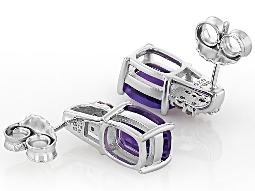 Pre-Owned 3.40ctw African Amethyst with .29ctw Pink Tourmaline & .07ctw Zircon Rhodium Over Silver E
