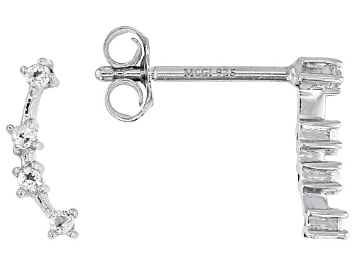 Pre-Owned 0.39ctw Round Lab Created White Sapphire Rhodium Over Sterling Silver Ear Stack Set