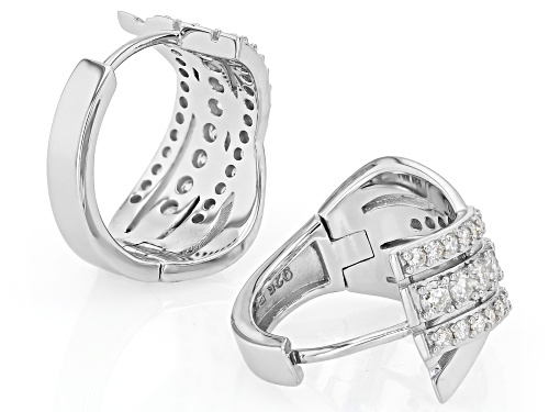 Pre-Owned MOISSANITE FIRE® 1.08CTW ROUND BRILLAINT PLATNEVE® HOOP EARRINGS
