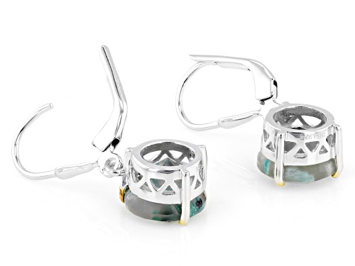 Pre-Owned 4.08ctw Aquadite™ with 0.04ctw Zircon Rhodium and 18K Yellow Gold Over Sterling Silver Ear