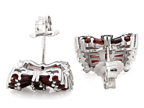 Pre-Owned 2.90ctw Baguette And 1.06ctw Round Vermelho Garnet™ Rhodium Over Sterling Silver Earrings
