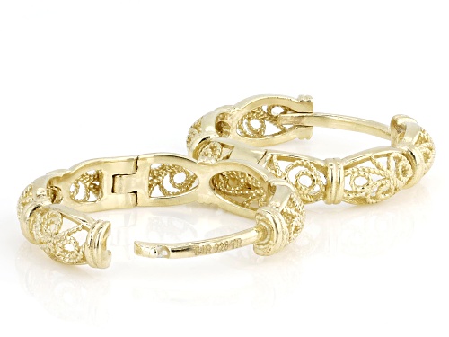 Pre-Owned Artisan Collection Of Turkey™ 18K Yellow Gold Over Sterling Silver Filigree Huggie Earring