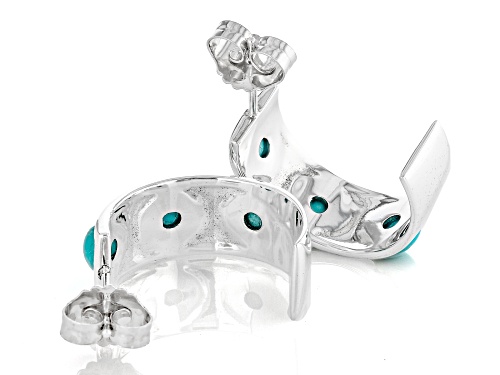 Pre-Owned Southwest Style by JTV™ 4.5mm Round Blue Composite Turquoise Sterling Silver Sun Hoop Earr