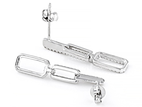 Pre-Owned 0.25ctw Round White Diamond Rhodium Over Sterling Silver Dangle Earrings