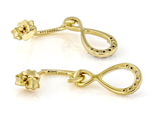 Pre-Owned Engild™ 0.10ctw Round White Diamond 14k Yellow Gold Over Sterling Silver Dangle Earrings