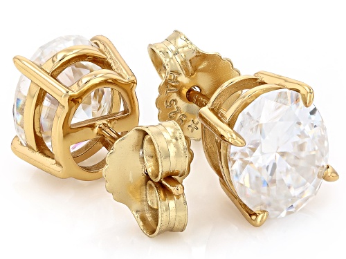 Pre-Owned MOISSANITE FIRE® 6.00CTW DEW OVAL 14K YELLOW GOLD OVER SILVER STUD EARRINGS