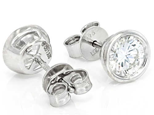Pre-Owned Prazana® Lab-Grown Diamonds 1.85ctw Round Diamond Rhodium Over Silver Solitaire Earrings,