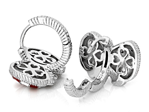 Pre-Owned Judith Ripka 0.28ctw Red, White & Blue Enamel and Bella Luce® Rhodium Over Sterling Silver
