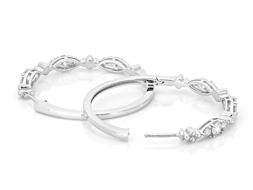 Pre-Owned Prazana® Lab-Grown Diamonds 1.00ctw Round White Diamond Rhodium Over Silver Hoop Earrings,