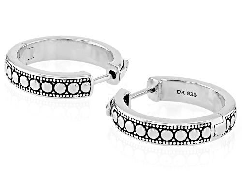 Pre-Owned Southwest Style By JTV™ Rhodium Over Stering Silver Beaded Hoop Earrings