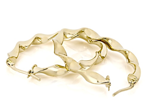Pre-Owned Moda Al Massimo® 18K Yellow Gold Over Bronze Polished Twisted Oval Hoop Earrings