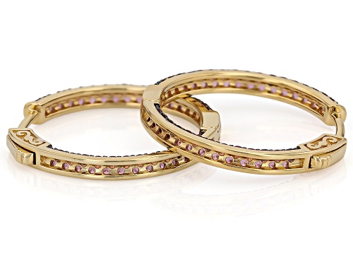 Pre-Owned 2.93ctw Raspberry Rhodolite 18K Yellow Gold Over Sterling Silver Inside-Out Hoop Earrings