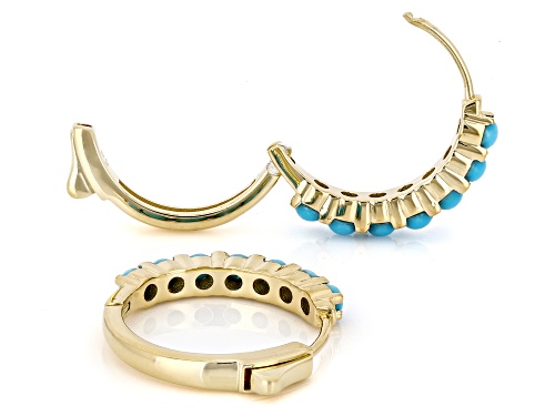 Pre-Owned 3mm Sleeping Beauty Turquoise 18K Yellow Gold Over Sterling Silver Earrings
