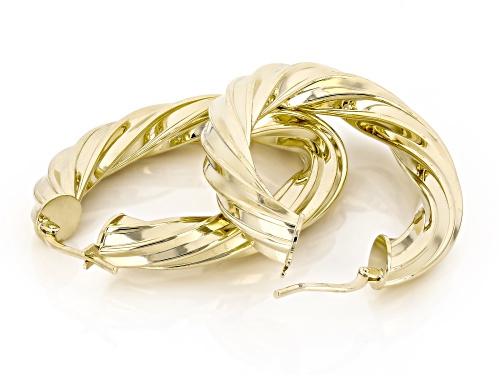 Pre-Owned Moda Al Massimo® 18k Yellow Gold Over Bronze Polished And Diamond Cut Twisted Oval Hoop Ea